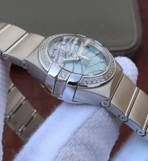 Replica Omega V6 Constellation 27mm SS Blue Dial Diamonds Markers SS Bracelet A8520 - Image 5