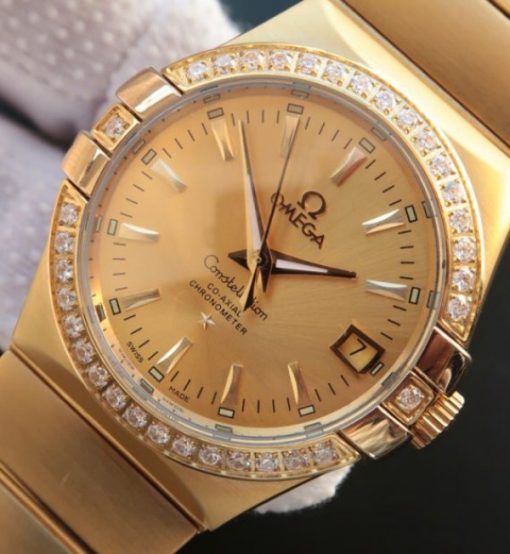 Replica Omega V6 Constellation YG Dial Diamonds Bezel YG Bracelet A2500 - Image 2