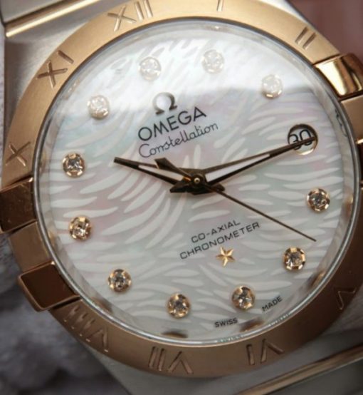 Replica Omega V6 Constellation 35mm SS White Dial Diamonds Markers RG Bezel A2500 - Image 3