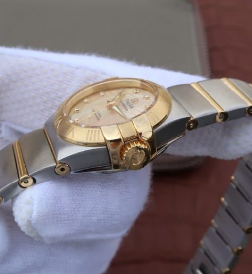 Replica Omega V6 Constellation 27mm YG Dial Diamonds Markers SS/YG Bracelet A8520 - Image 4