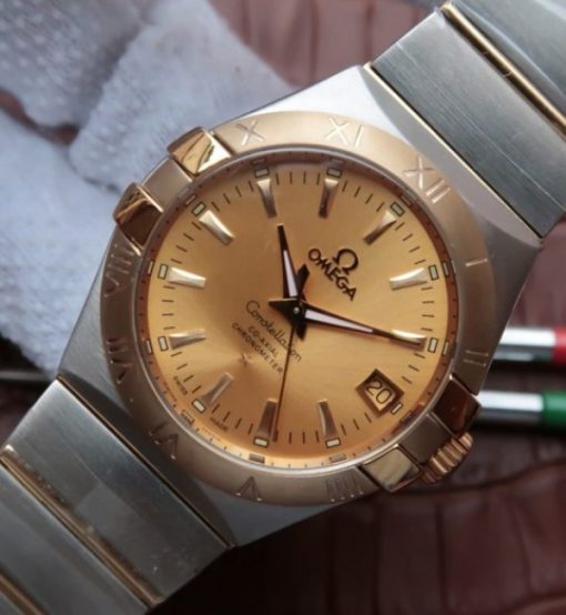 Replica Omega V6 Constellation 35mm YG Bezel YG Dial SS Bracelet A2500 - Image 2
