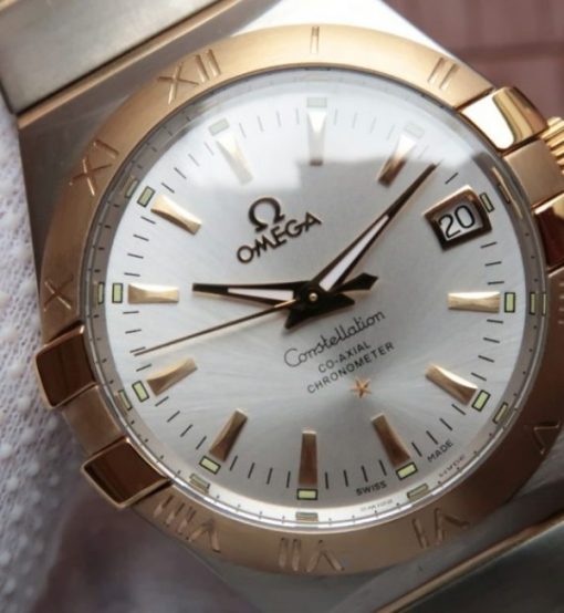 Replica Omega V6 Constellation 35mm White Dial YG Bezel SS Bracelet A2500 - Image 3