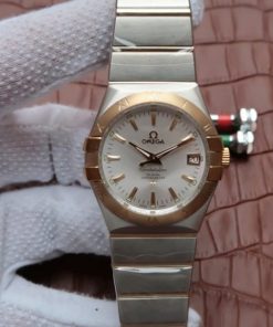 Replica Omega V6 Constellation 35mm White Dial YG Bezel SS Bracelet A2500
