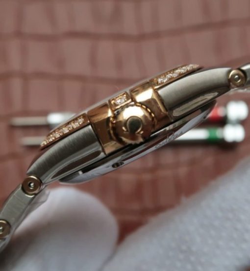 Replica Omega V6 Constellation 35mm Diamonds Bezel YG Textured Dial SS Bracelet A2500 - Image 5