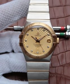 Replica Omega V6 Constellation 35mm YG Bezel YG Textured Dial SS Bracelet A2500