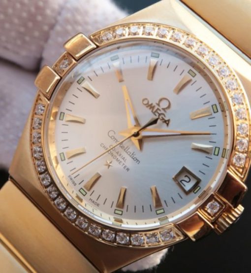Replica Omega V6 Constellation YG White Dial Diamonds Bezel YG Bracelet A2500 - Image 2