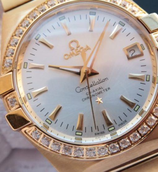 Replica Omega V6 Constellation YG White Dial Diamonds Bezel YG Bracelet A2500 - Image 3