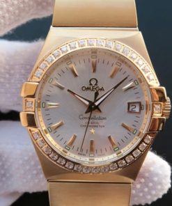 Replica Omega V6 Constellation YG White Dial Diamonds Bezel YG Bracelet A2500
