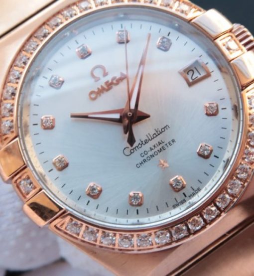 Replica Omega V6 Constellation RG White Dial Diamonds Bezel RG Bracelet A2500 - Image 3