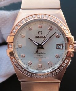 Replica Omega V6 Constellation RG White Dial Diamonds Bezel RG Bracelet A2500