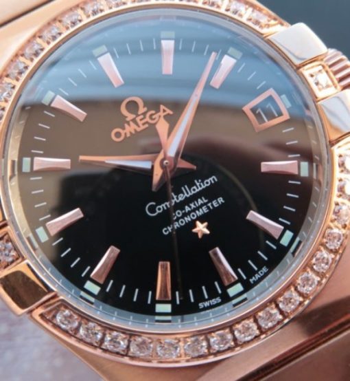 Replica Omega V6 Constellation RG Black Dial Diamonds Bezel RG Bracelet A2500 - Image 3