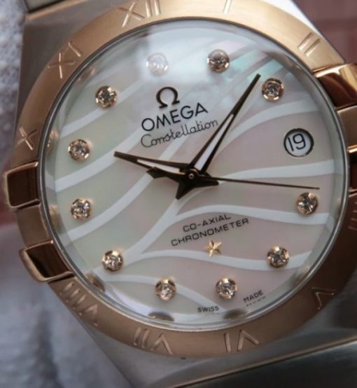 Replica Omega V6 Constellation Diamonds Bezel YG Bezel White Textured Dial A2500 - Image 3
