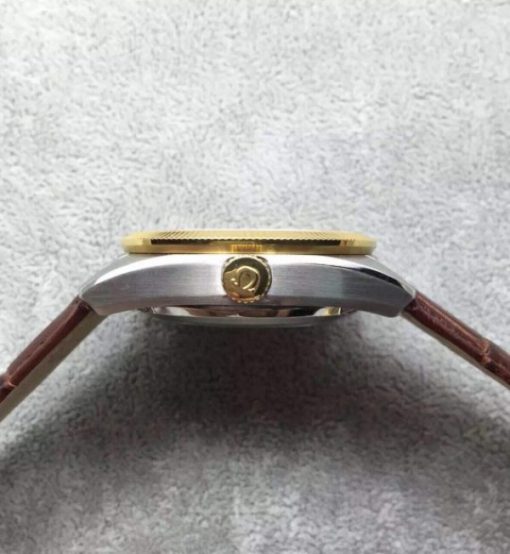 Replica Omega Globemaster Master Chronometer Blue Dial Brown Leather Strap A8913 - Image 5
