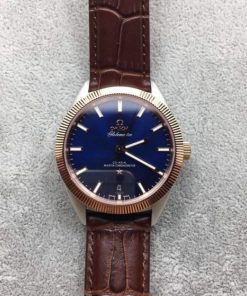 Replica Omega Globemaster Master Chronometer Blue Dial RG Bezel Leather Strap A8900