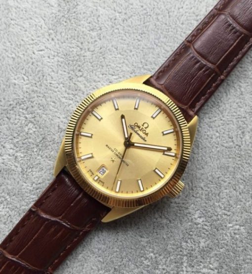 Replica Omega Globemaster Master Chronometer YG Dial/Case Brown Leather Strap A8913 - Image 2