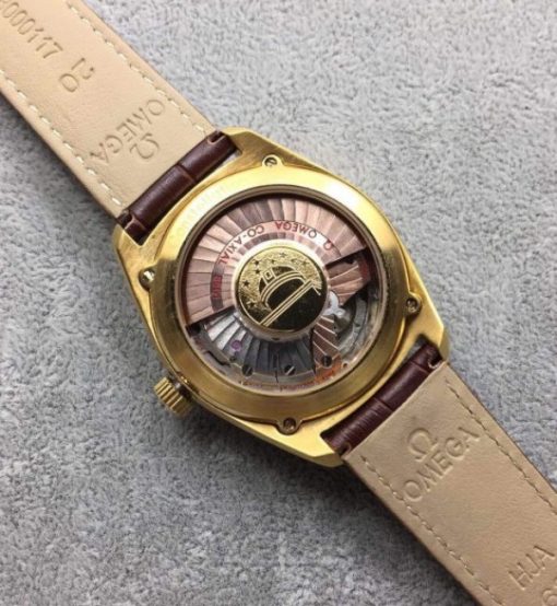 Replica Omega Globemaster Master Chronometer YG Dial/Case Brown Leather Strap A8913 - Image 3