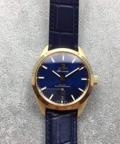 Replica Omega Globemaster Master Chronometer YG Case Blue Dial Leather Strap A8900