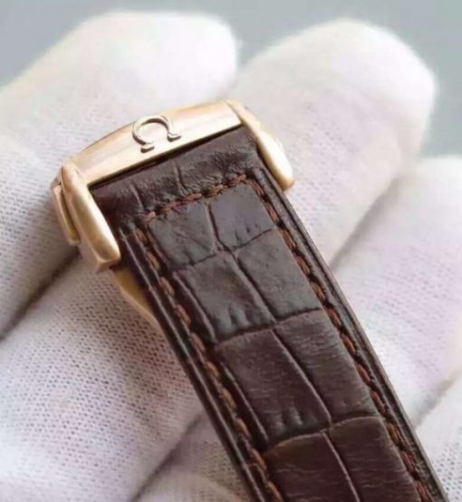Replica Omega Globemaster Master RG Case White Dial Brown Leather Strap A8901 - Image 6