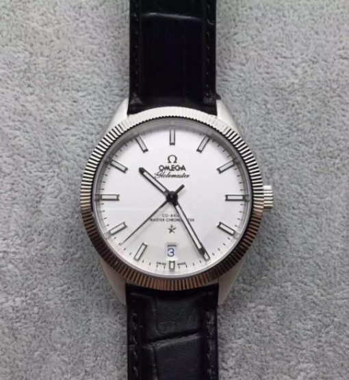 Replica Omega Globemaster Master Chronometer SS White Dial Leather Strap