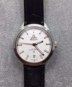 Replica Omega Globemaster Master Chronometer RG White Dial Leather Strap