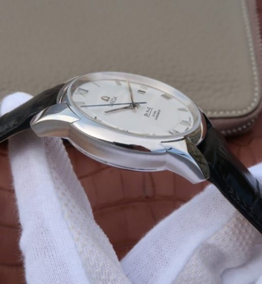 Replica Omega V6 De Ville 41mm SS White Dial Black Leather Strap A8500 - Image 5