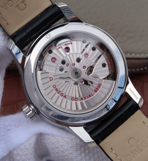 Replica Omega V6 De Ville 41mm SS White Dial Black Leather Strap A8500 - Image 6