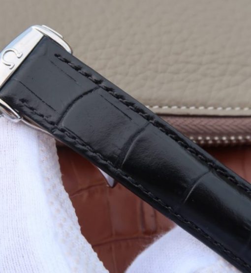Replica Omega V6 De Ville 41mm SS White Dial Black Leather Strap A8500 - Image 7