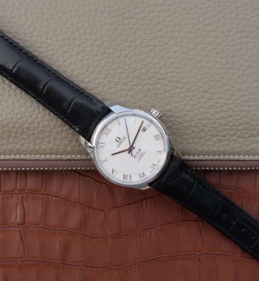 Replica Omega V6 De Ville 41mm SS White Dial Black Leather Strap A8500 - Image 8
