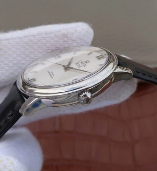 Replica Omega V6 De Ville 37mm SS White Dial Black Leather Strap A2892 - Image 8