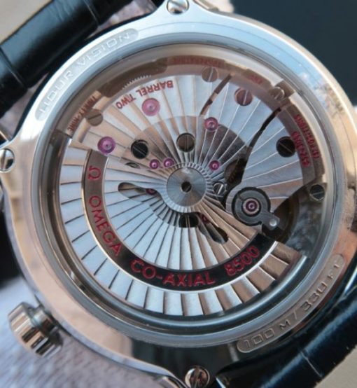 Replica Omega V6 De Ville Hour Vision Co-Axial 41mm SS Blue Dial Leather Strap A8500 - Image 5