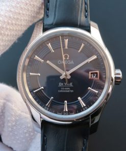 Replica Omega V6 De Ville Hour Vision Co-Axial 41mm SS Blue Dial Leather Strap A8500