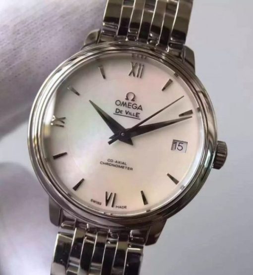 Replica Omega MKF De Ville 33mm White Dial SS Bracelet A2824 - Image 2