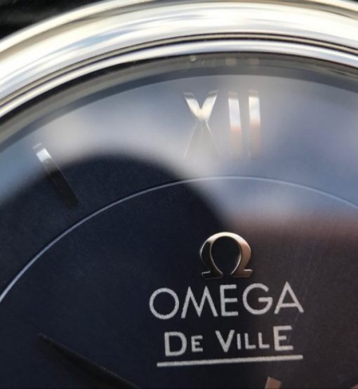 Replica Omega MKF De Ville 37mm SS Blue Dial Black Leather Strap A2829 - Image 4