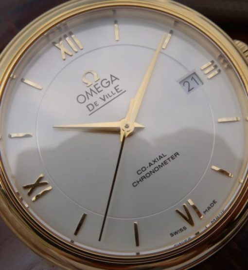 Replica Omega MKF De Ville 37mm YG White Dial YG Markers Leather Strap A2892 - Image 3