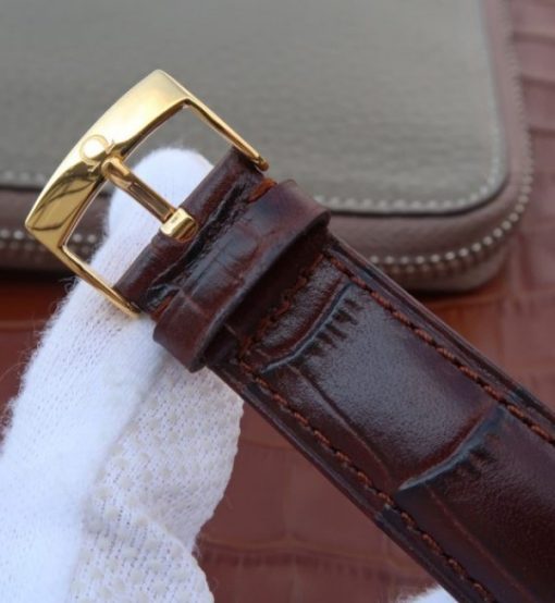Replica Omega MKF De Ville 37mm YG White Dial YG Markers Leather Strap A2892 - Image 9