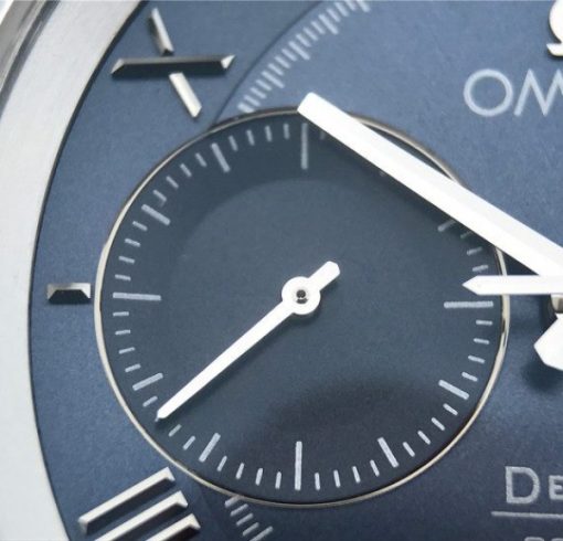 Replica Omega OMF De Ville Chronograph 42mm Blue Dial SS Bracelet A9300 - Image 6
