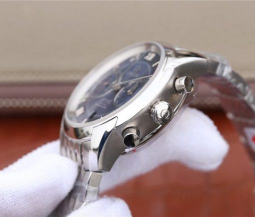 Replica Omega OMF De Ville Chronograph 42mm Blue Dial SS Bracelet A9300 - Image 10