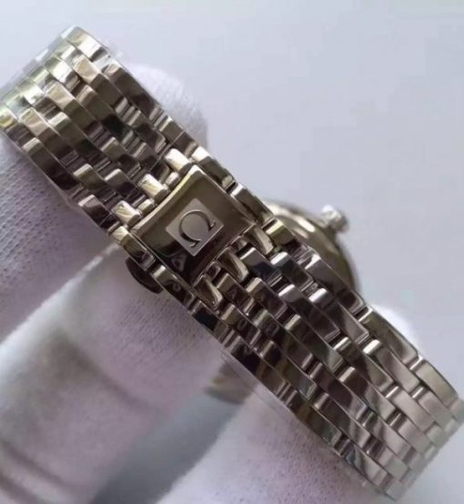 Replica Omega MKF De Ville 33mm Diamonds Markers White Dial SS Bracelet A2824 - Image 8