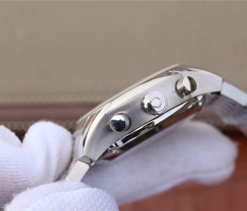 Replica Omega OMF De Ville Chronograph 42mm White Dial SS Bracelet A9300 - Image 5