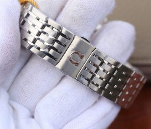 Replica Omega OMF De Ville Chronograph 42mm White Dial SS Bracelet A9300 - Image 9