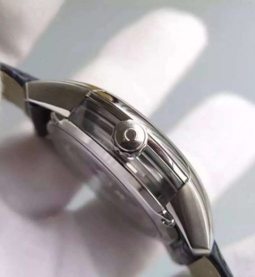 Replica Omega V6F De Ville Hour Vision Co-Axial 41mm SS Black Dial Black Leather Strap A8500 - Image 4