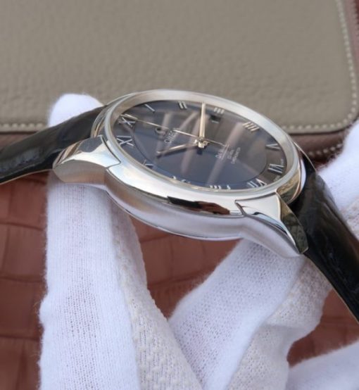Replica Omega V6 De Ville 41mm SS Blue Dial Black Leather Strap A8500 - Image 5