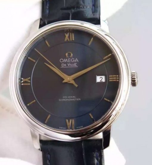 Replica Omega MKF De Ville 39.5mm SS Blue Dial Blue Leather Strap A8500