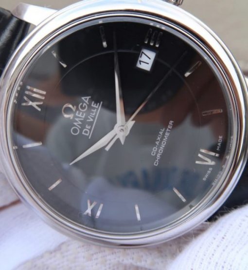 Replica Omega MKF De Ville 37mm SS Black Dial Black Leather Strap A2829 - Image 3