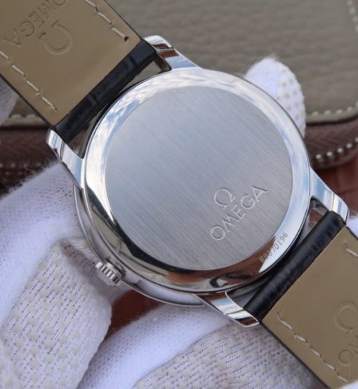 Replica Omega MKF De Ville 37mm SS Black Dial Black Leather Strap A2829 - Image 5