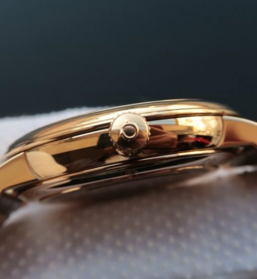 Replica Omega MKF De Ville 39mm RG Co-Axial White Dial Diamonds Markers Leather A2202 - Image 3