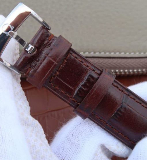 Replica Omega V6 De Ville 37mm YG Bezel White Dial YG Markers Leather Strap A2892 - Image 7