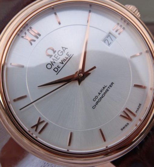 Replica Omega V6 De Ville 37mm RG White Dial RG Markers Leather Strap A2892 - Image 3