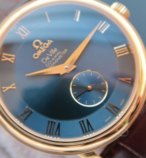 Replica Omega MKF De Ville 39mm RG Co-Axial Blue Dial Brown Leather A2202 - Image 2