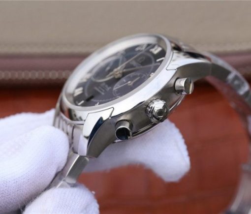 Replica Omega OMF De Ville Chronograph 42mm Black Dial SS Bracelet A9300 - Image 5